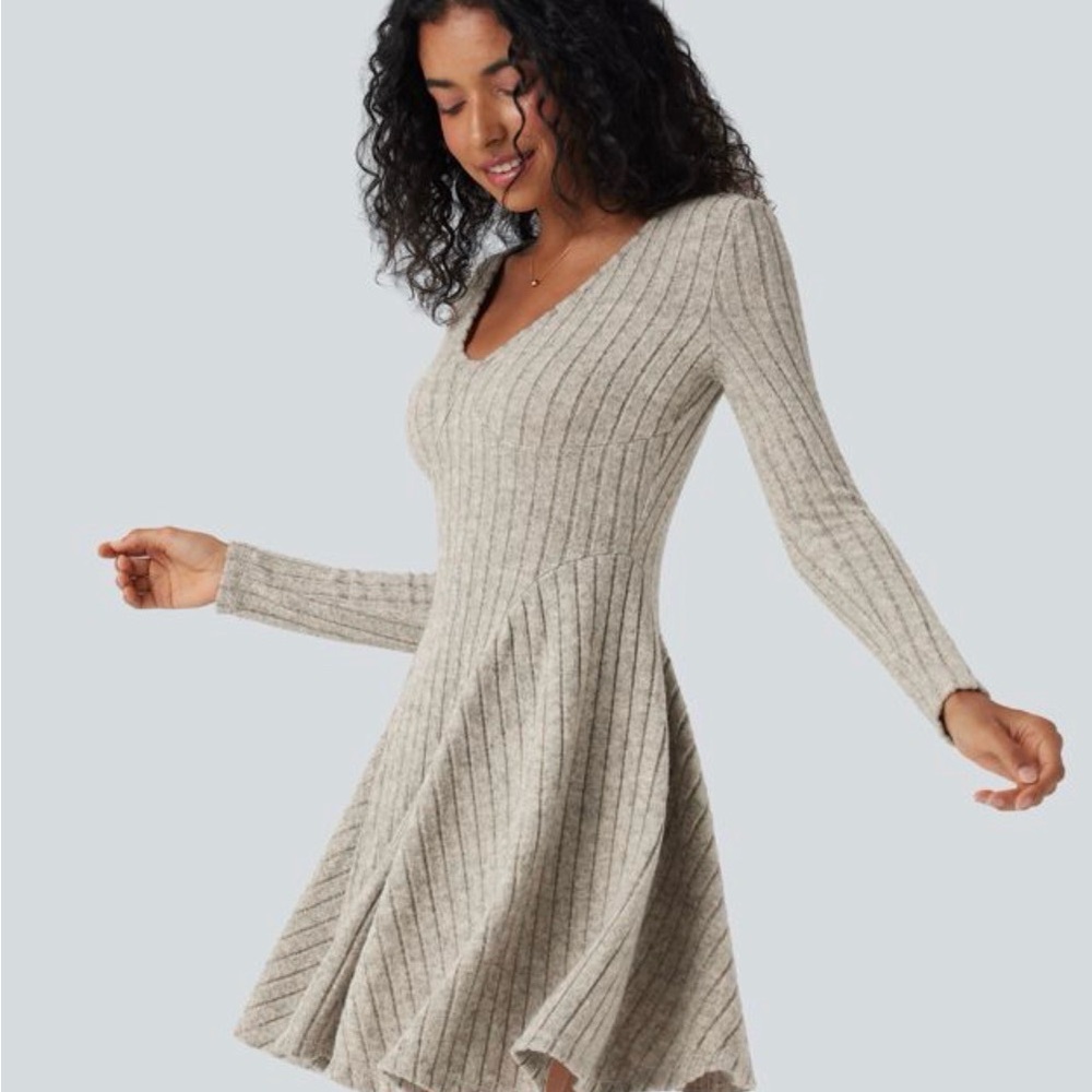 Halara Gray Ribbed Knit Dress medium